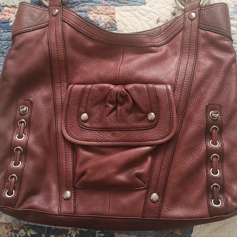 Makowsky leather handbag mahogany in color 15X13
